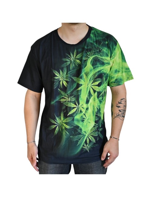 T-Shirt Cannabis Dumanlı Yeşil