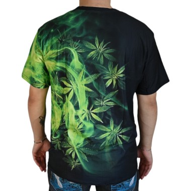 T-Shirt Cannabis Dumanlı Yeşil