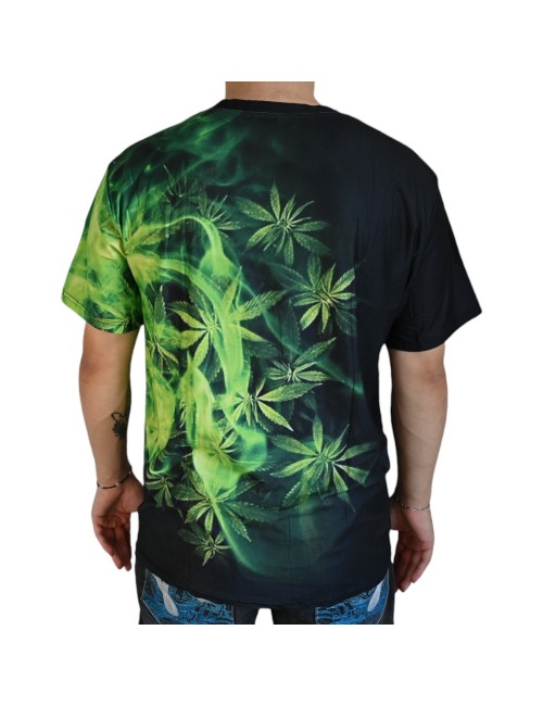 T-Shirt Cannabis Dumanlı Yeşil