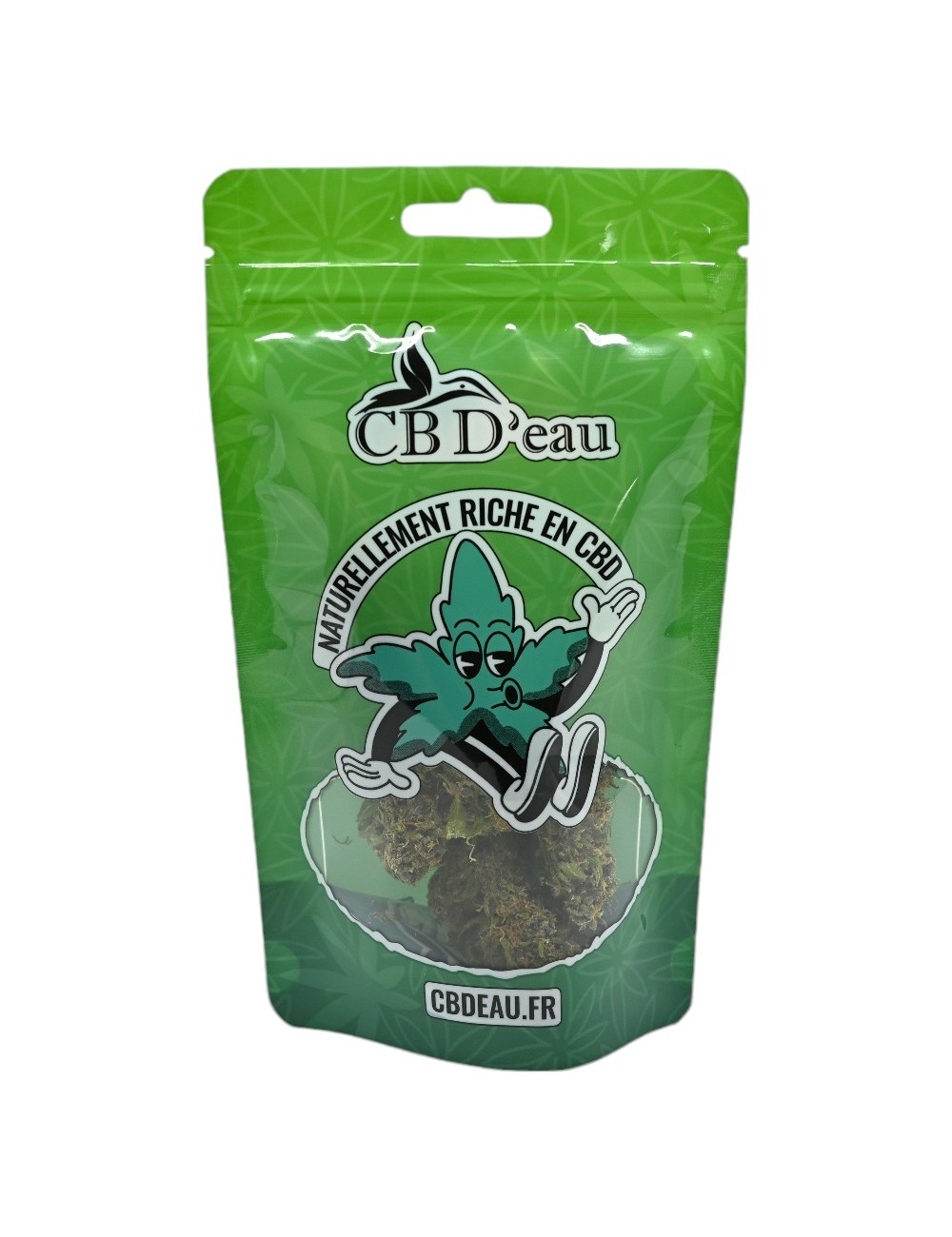 Packung mit 100 grünen CBD'eau-Beuteln 190x110x70mm