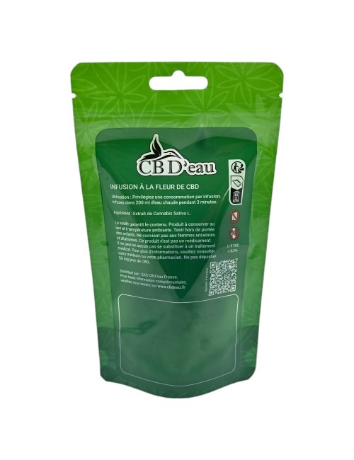 Packung mit 100 grünen CBD'eau-Beuteln 190x110x70mm