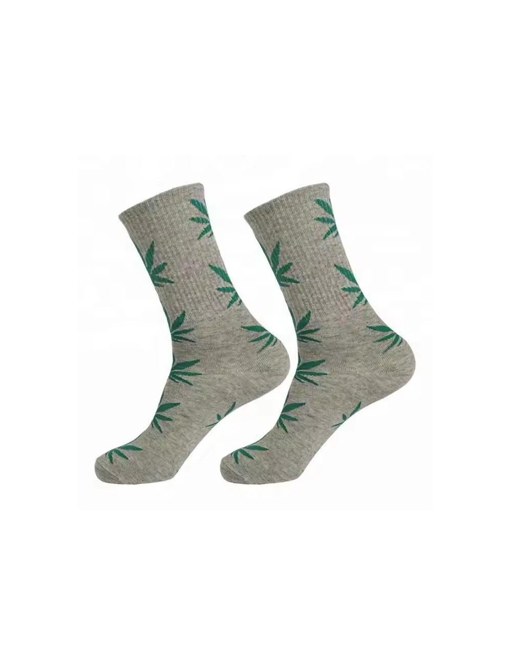 Yeşil kenevir yapraklı gri çoraplar