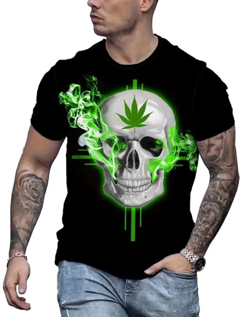 T-Shirt Beyaz Kafatası Ot