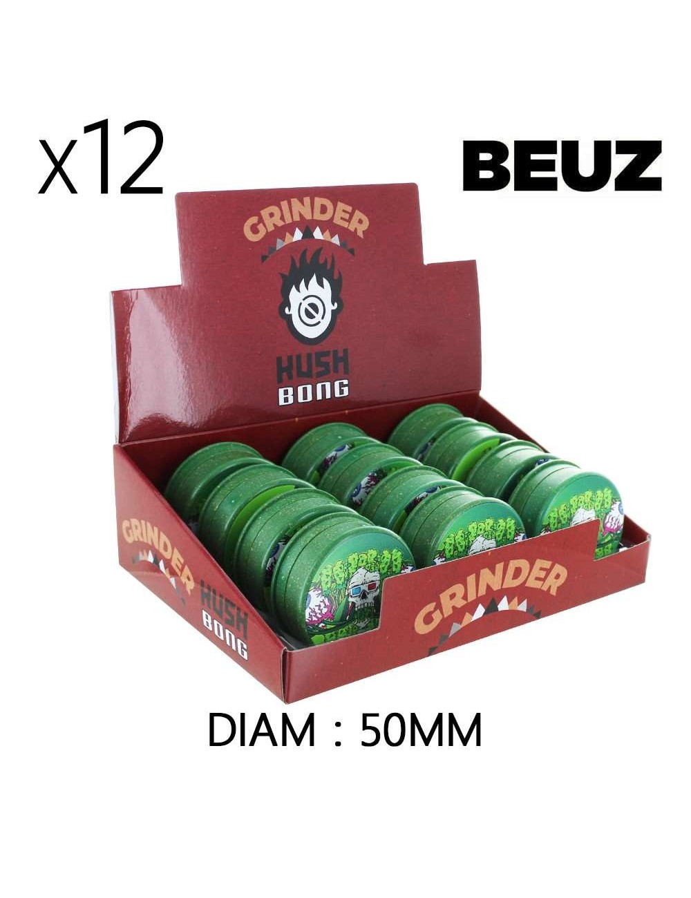 12'li Kenevir Öğütücü Kutusu Beuz Skeleton Yeşil
