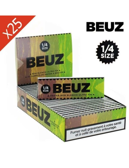 25 ağartılmamış 1/4 BEUZ sigara kağıdı kitapçığı içeren kutu