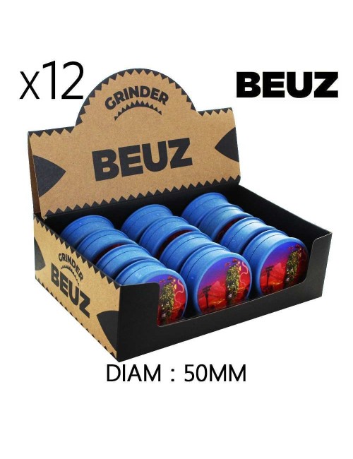 12'li Kutu Biyolojik Olarak Parçalanabilir Kenevir Öğütücü Mavi Smiley Valley 50mm