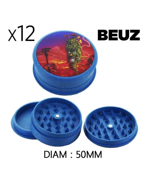 12'li Kutu Biyolojik Olarak Parçalanabilir Kenevir Öğütücü Mavi Smiley Valley 50mm