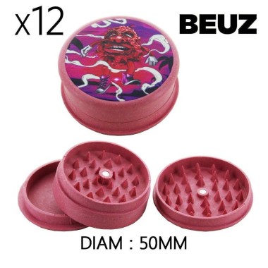 12 adet biyolojik olarak parçalanabilir kenevir öğütücü içeren kutu Pink Bloodybud 50mm
