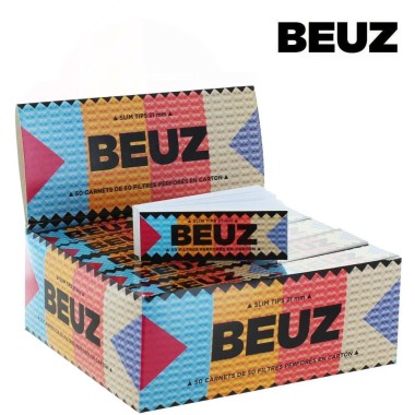 50 adet BEUZ Slim Tips beyaz kartondan filtre ucu içeren kutu