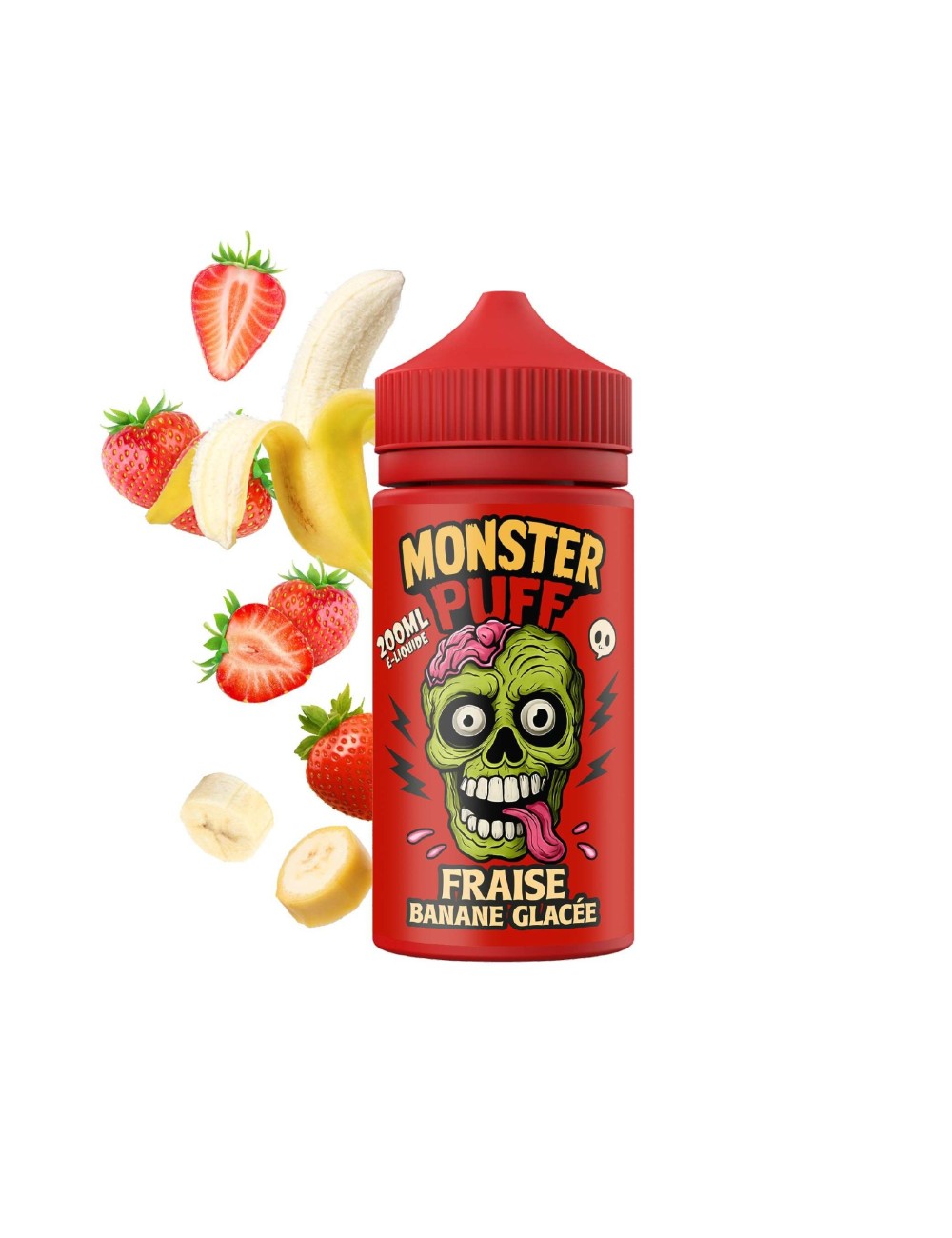 E-Liquid Monster Puff 200ml Dondurulmuş Çilek-Muz