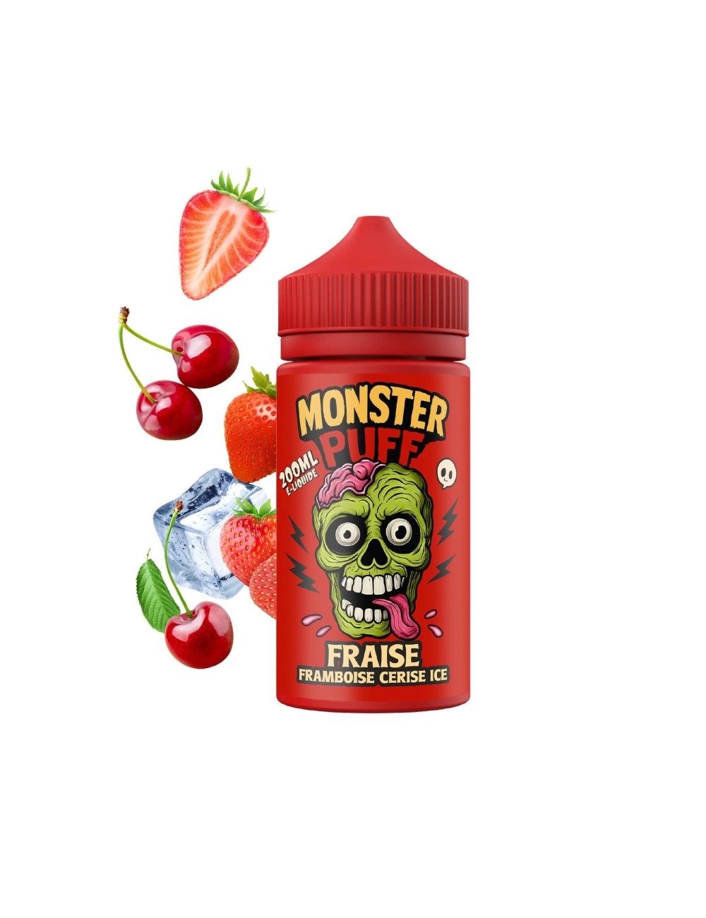 E-Liquid Monster Puff 200ml Çilek Ahududu Kiraz Buz