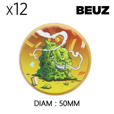 Packung mit 12 biologisch abbaubaren braunen Hanf-Grinders Beuz Buds 50mm