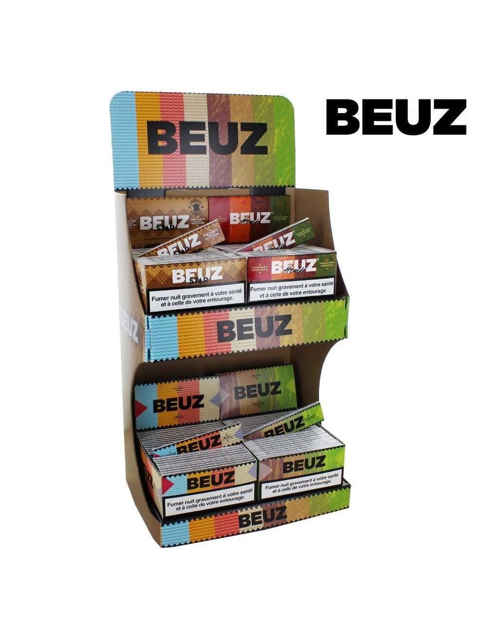 Pack Beuz - 4 Schachteln Slim Papers + Präsentationsständer
