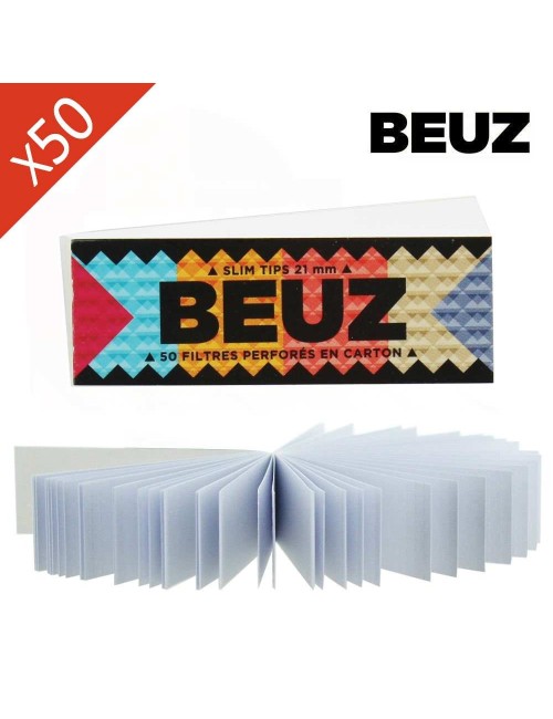 Schachtel mit 50 BEUZ Weiße Slim Filtertips aus Karton
