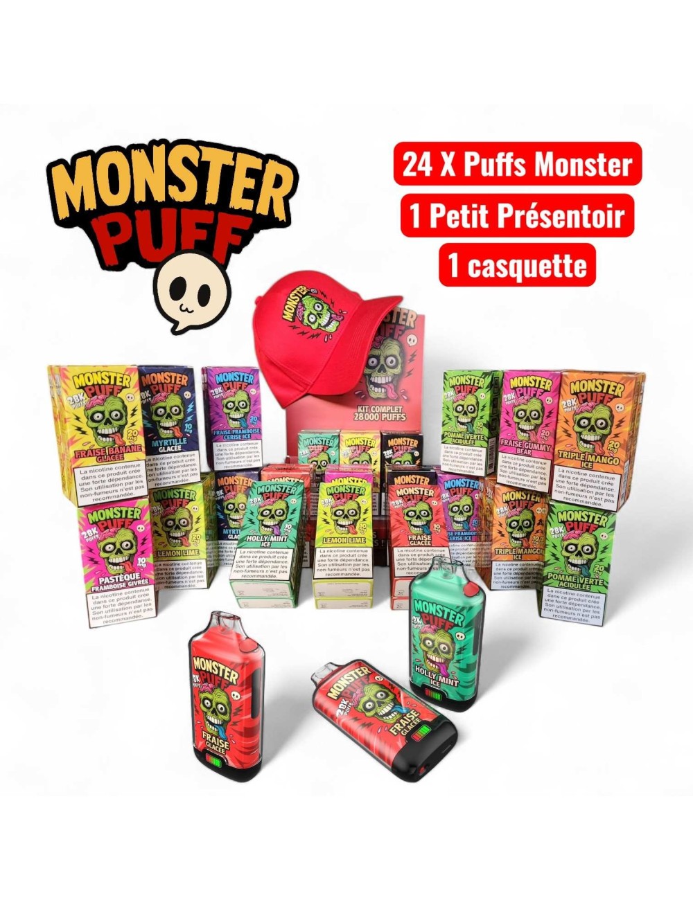 Pack 24 Puffs Monster 28K + Mini Corner + Kappe