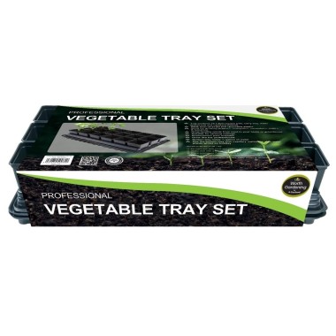 Professionelles Gemüseanbau-Set (Quadratische Töpfe 18 x 9 cm, Tablett, Wasserwanne und Schutzmatte)