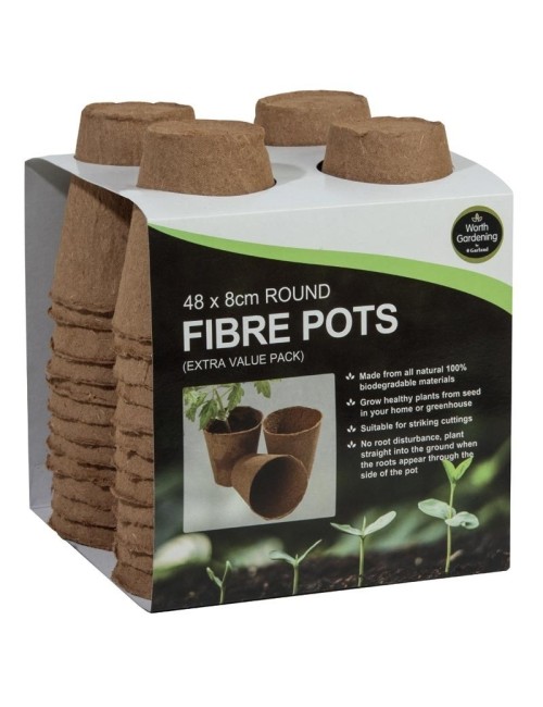 48 runde Fasertöpfe, 8 cm (Extra-Value-Pack)