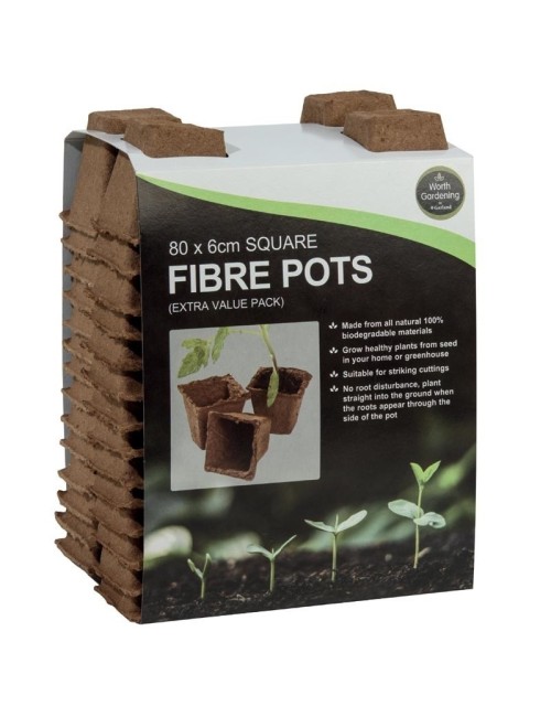 80 quadratische Fasertöpfe 6 cm (Extra-Value-Pack)