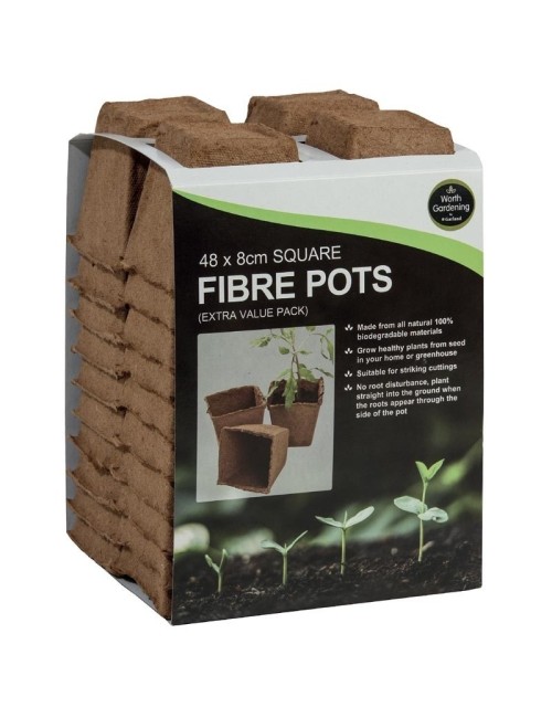 48 quadratische Fasertöpfe, 8 cm (Extra-Value-Pack)