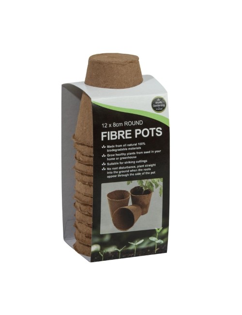 12 runde Fasertöpfe von 8 cm