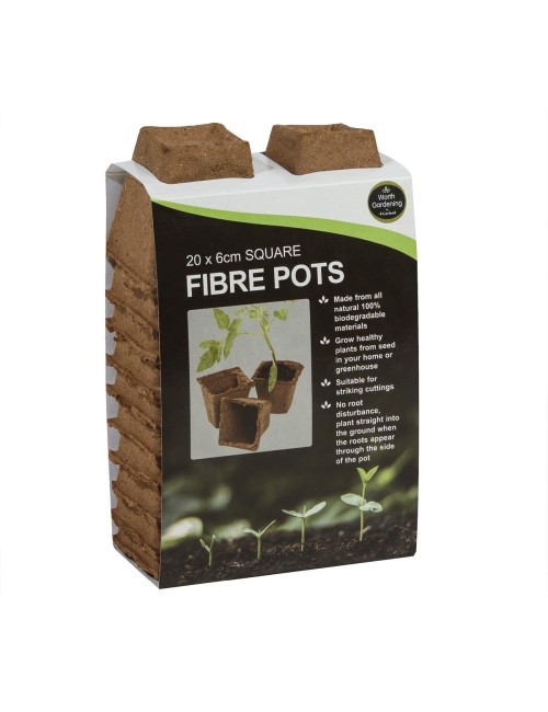 20 quadratische Fasertöpfe, 6 cm