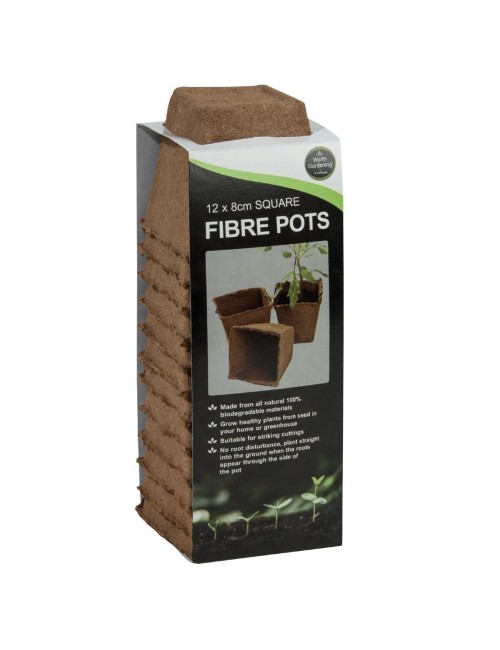 12 quadratische Fasertöpfe, 8 cm