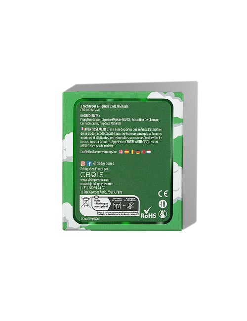 E-Liquid CBD Kartuşu %10 OG Kush - 2 Adet | GREENEO nikotinsiz