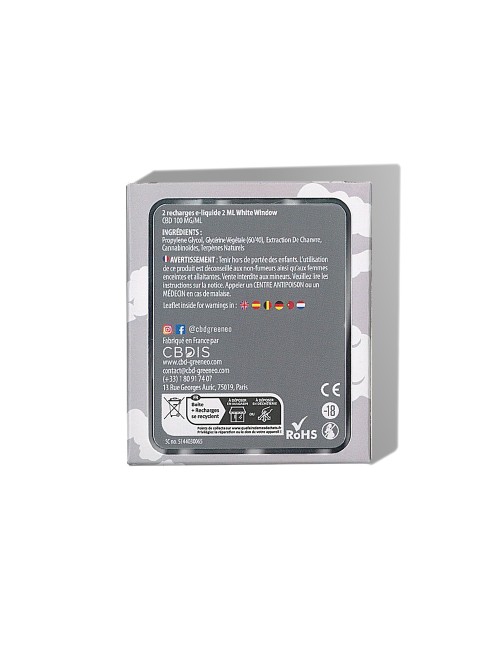 CBD E-Liquid Kartuşu %10 White Window - 2 Adet | GREENEO nikotinsiz