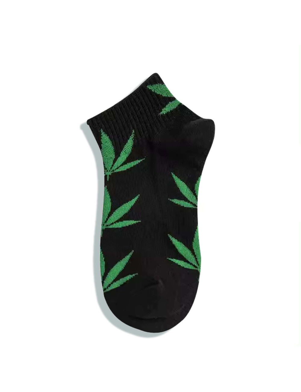 Yeşil kenevir yapraklı siyah çoraplar