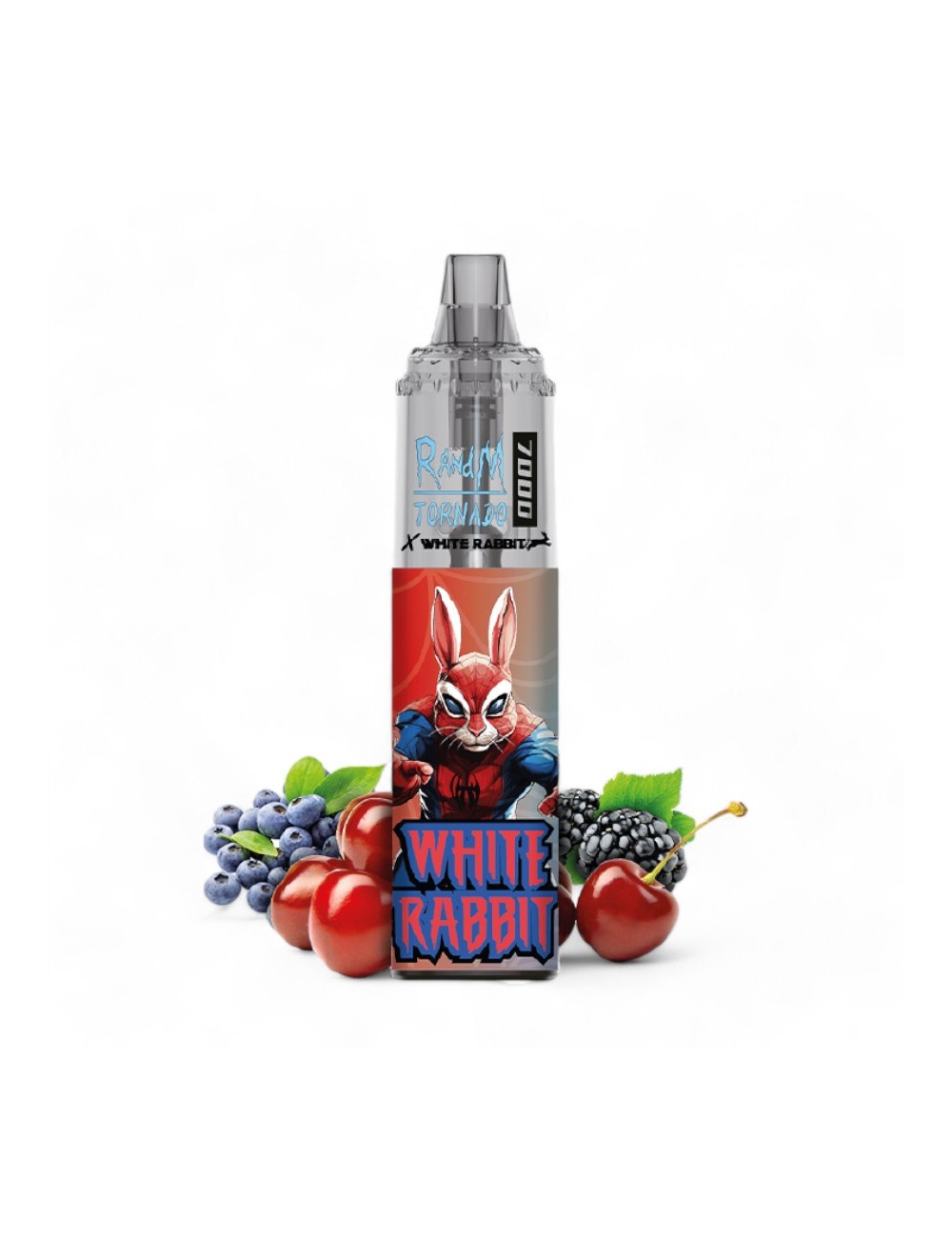 White Rabbit x RandM Tornado 7000 Blue Razz Cherry
