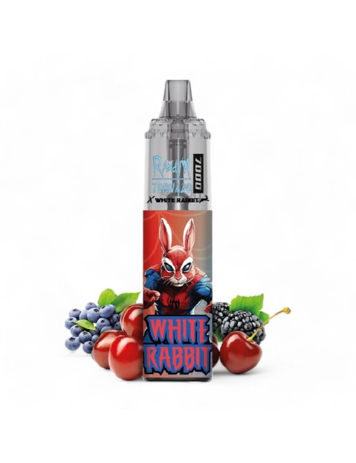White Rabbit x RandM Tornado 7000 Blue Razz Cherry