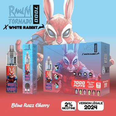 White Rabbit x RandM Tornado 7000 Blue Razz Cherry