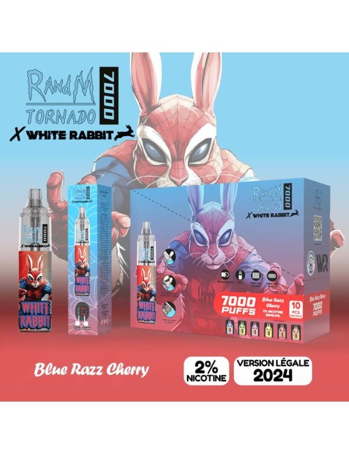 White Rabbit x RandM Tornado 7000 Blue Razz Cherry
