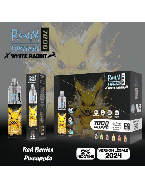 Puff Tornado 7000 Beyaz Tavşan Kırmızı Meyveler Ananas