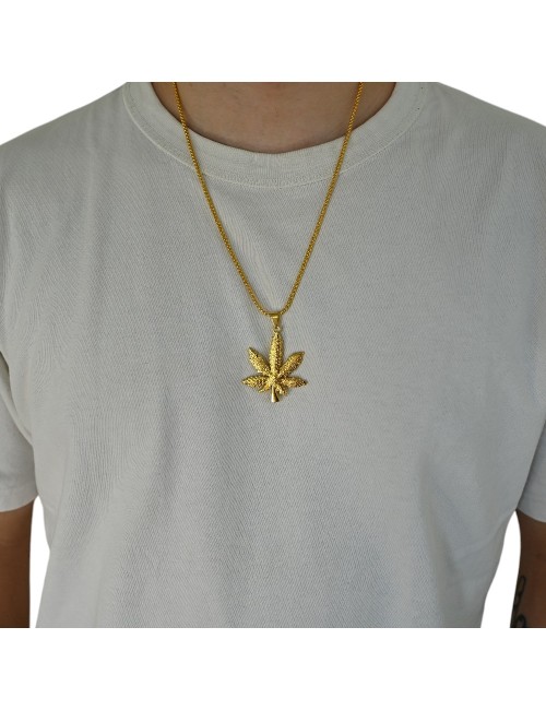 Altın Kenevir Yaprağı Kolye