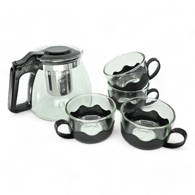 Çay Demlik Seti 5 Parçalı Demlik ve Fincanlarla