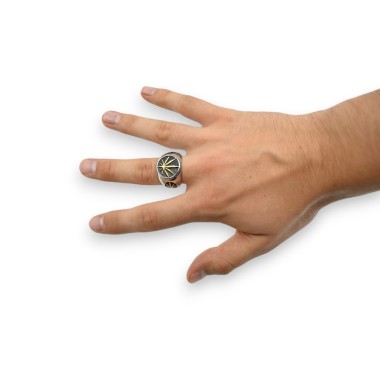 Gümüş ve altın Cannabis mühür yüzüğü