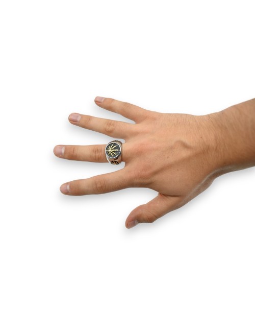 Gümüş ve altın Cannabis mühür yüzüğü