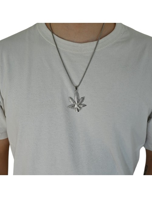 Gümüş Kenevir Yaprağı Kolye