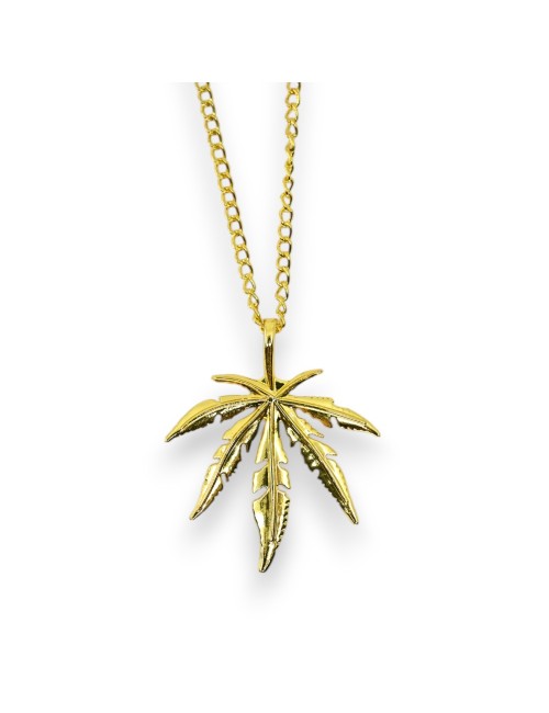Altın Kenevir Yaprağı Kolye