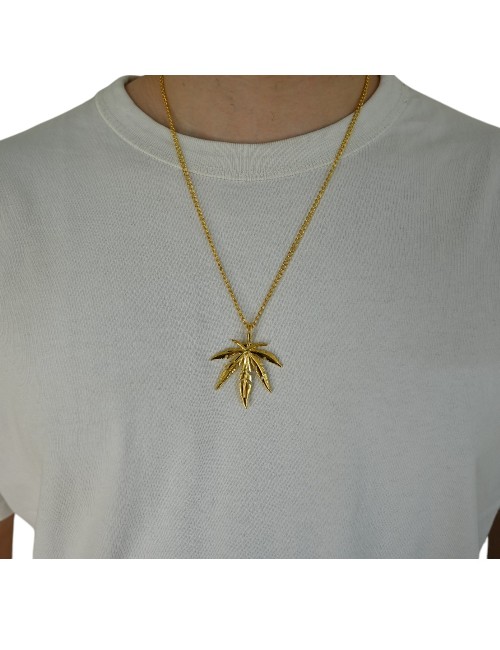 Altın Kenevir Yaprağı Kolye