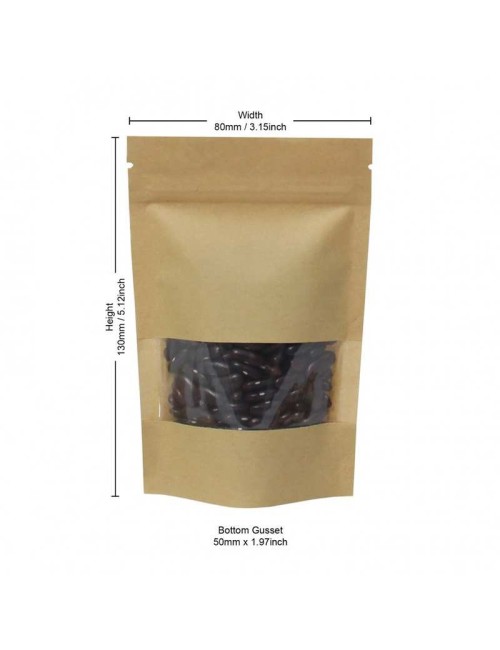 Pencereli Kraft Kağıt Torba 8x13x5cm - 100 Adet