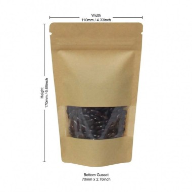 Pencereli Kraft Kağıt Torba 17x11x7cm - 100 Adet