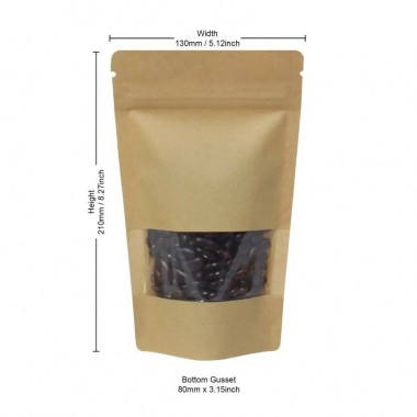 Pencereli Kraft Kağıt Torba 21x13x8cm - 100 Adet