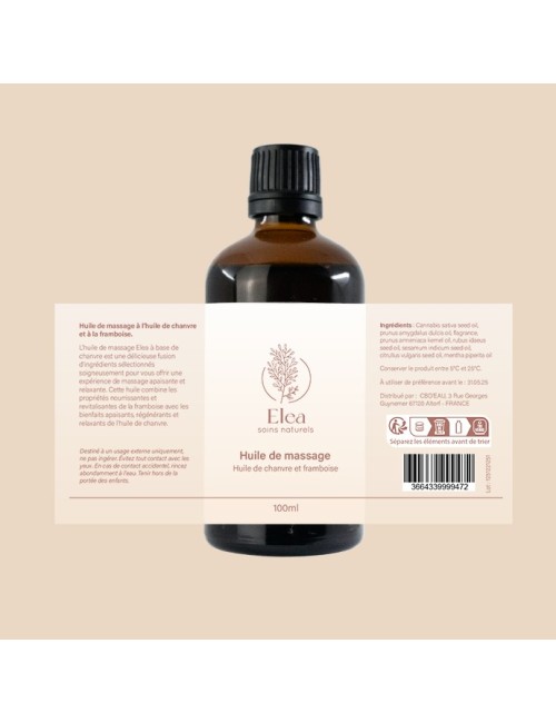 SATZ VON 12 HANF & HIMBEER MASSAGEÖLEN | ELEA